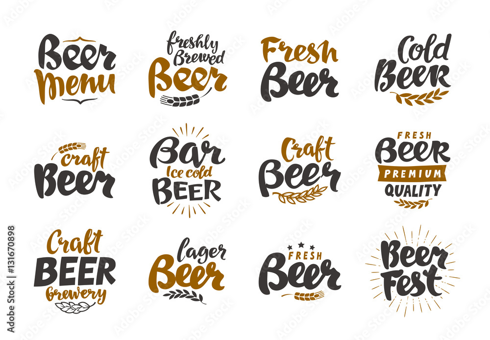 Beer logo. Vector labels and icons. Collection elements for menu design restaurant, cafe or bar, pub