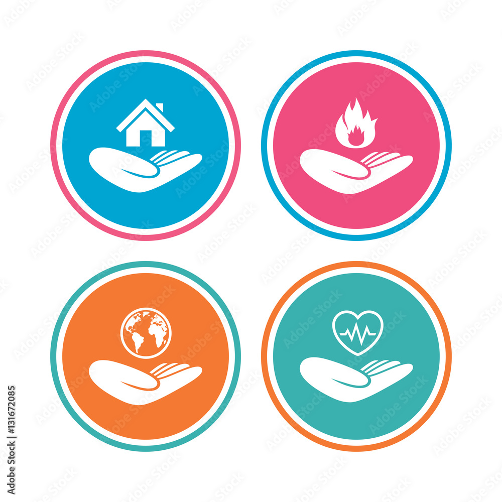 Helping hands icons. Protection and insurance. Helping hands icons. Protection and insurance.