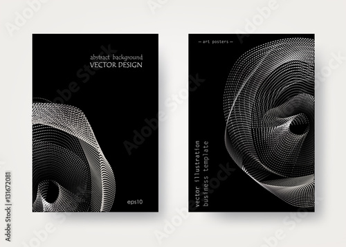 Set geometric black and white backgrounds. Universal graphical template for covers, flyers, banners, posters and placards, presentations, books. Business card. EPS10 vector illustration A4 Size 