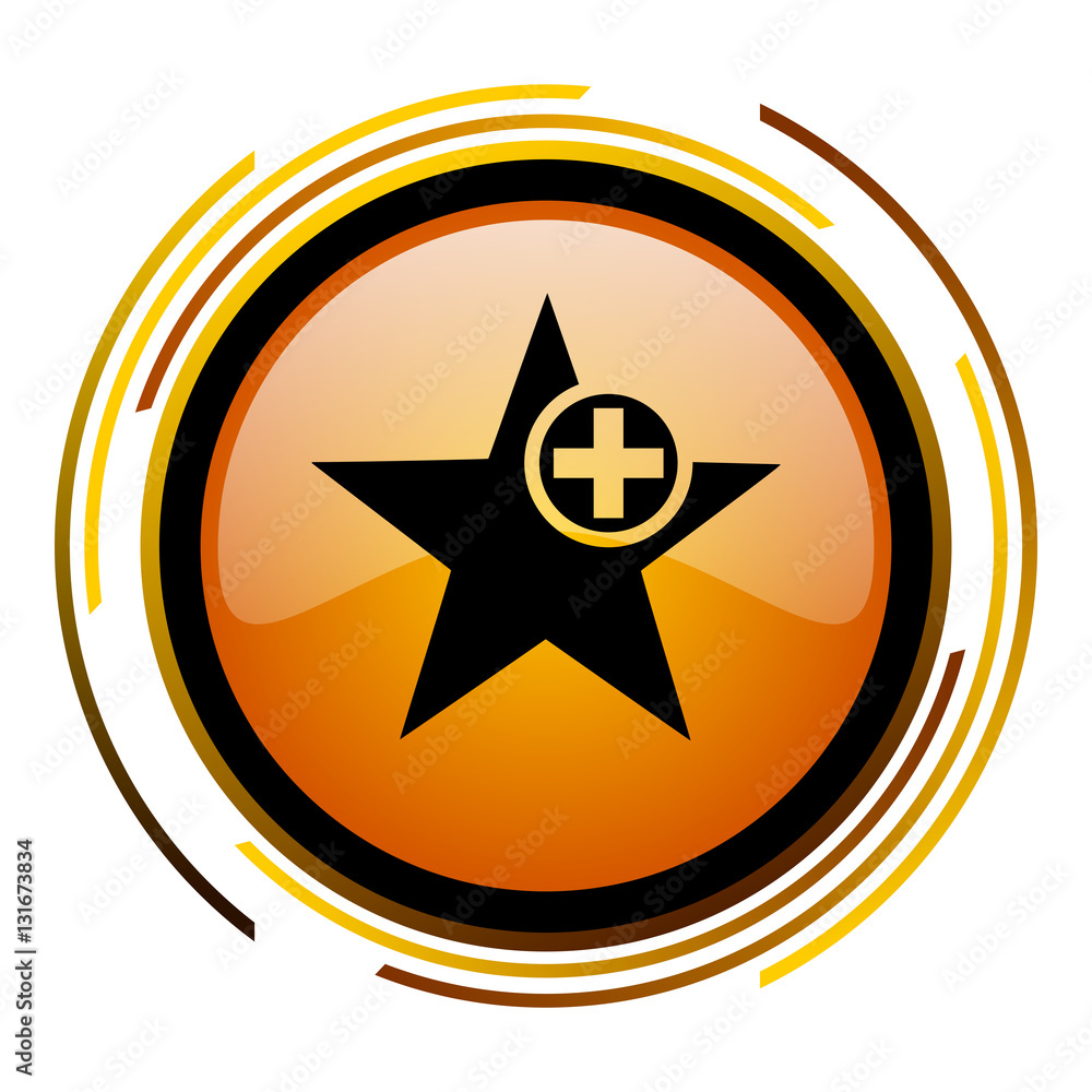 Star vector icon. Modern design round orange button isolated on white background for web and applications in eps10. Star vector icon. Modern design round orange button isolated on white background for web and applications in eps10.
