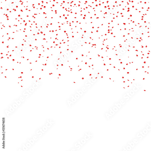 Red confetti celebration isolated on white background. Falling colorful abstract decoration party, birthday celebrate, anniversary or Christmas, New Year. Festival decor. Vector illustration