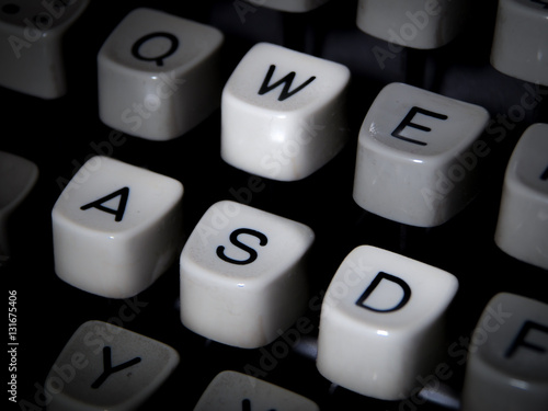 Closeup of vintage typewriter keyboard