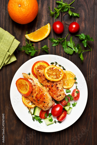 Roasted chicken breast with orange sauce