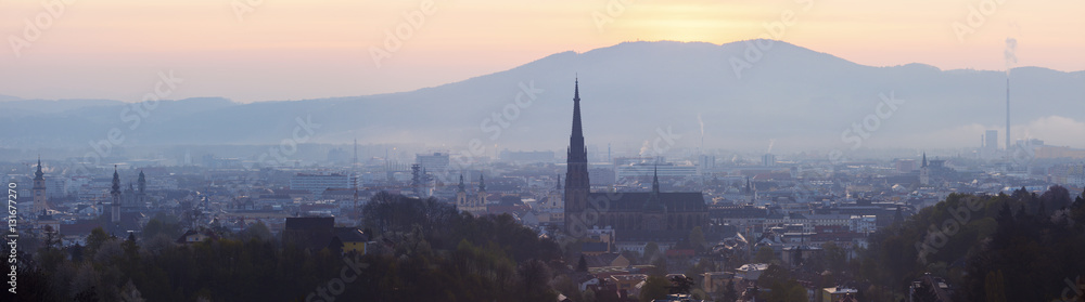 Linz panorama at sunrise