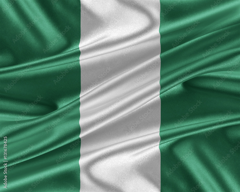Nigeria flag with a glossy silk texture.