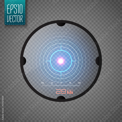 Sniper scope isolated. Neon target concept. Game Interface Element. Vector photo
