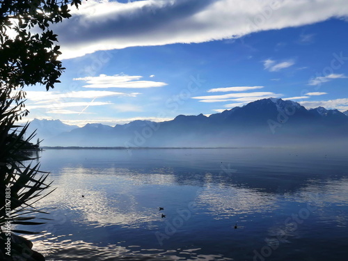 Alps on Lake Geneva at Montreux.