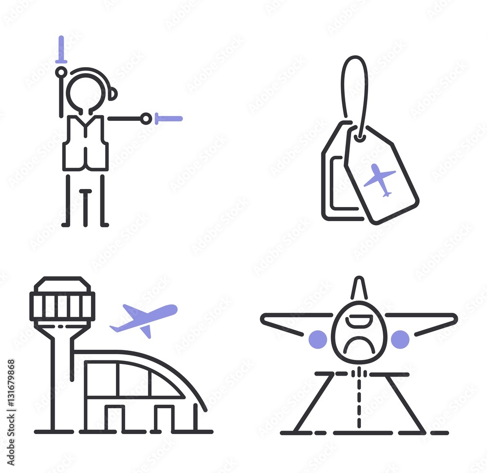 Aviation icons vector set.