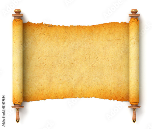 Torah unfurled with wooden handles
