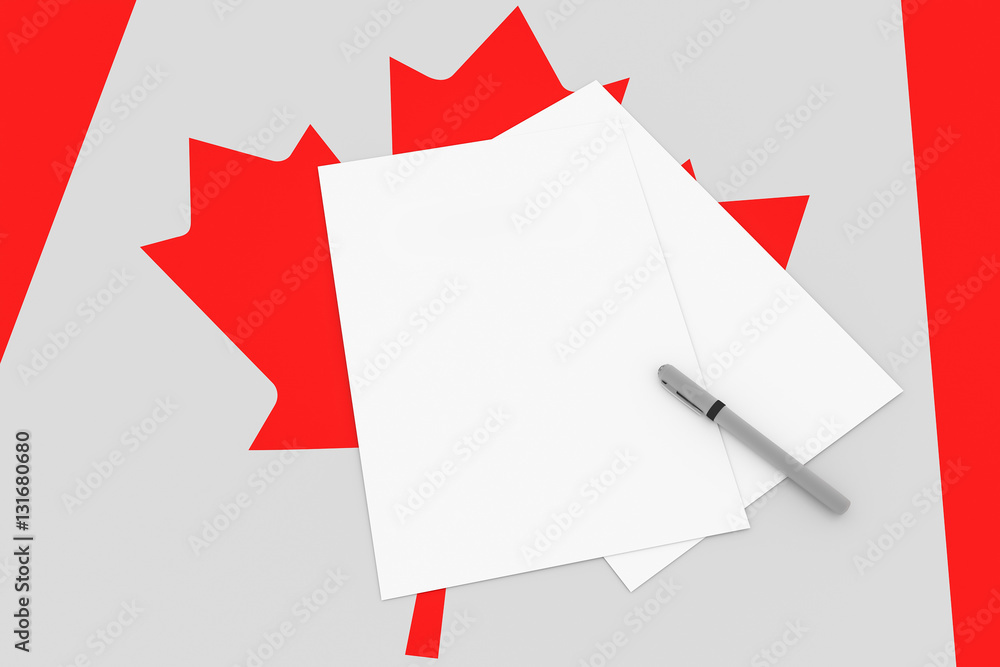 Notes On Canada: Blank Sheets of Paper On Canadian Flag, 3d ...