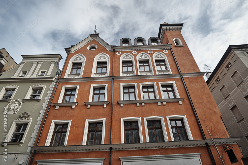 Art Nouveau facade of the building  in Poznan.