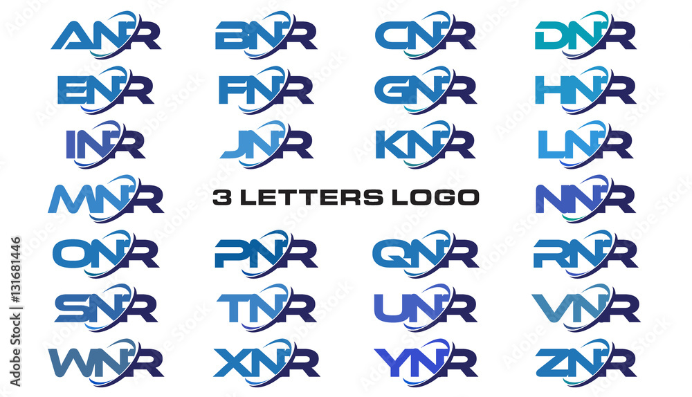 3 letters modern generic swoosh logo ANR, BNR, CNR, DNR, ENR, FNR, GNR, HNR, INR, JNR, KNR, LNR, MNR, NNR, ONR, PNR, QNR, RNR, SNR, TNR, UNR, VNR, WNR, XNR, YNR, ZNR
