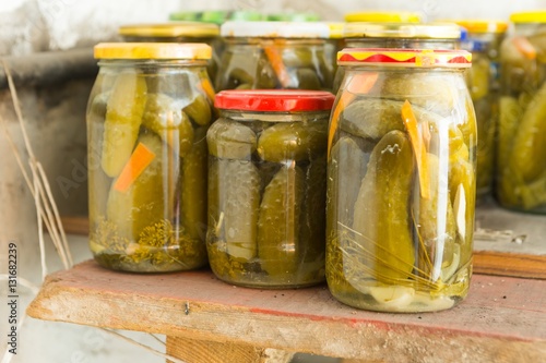 Preserves in jars in home basement