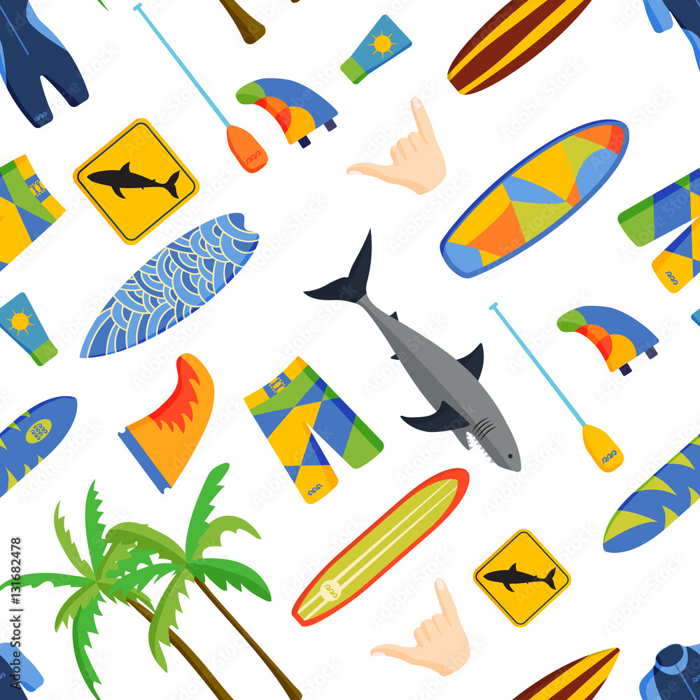 Obraz premium Vector surfing pattern.
