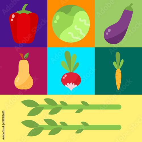 Vegetables food cellulose vector set.