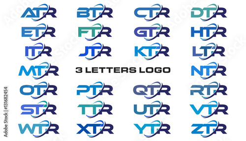3 letters modern generic swoosh logo ATR, BTR, CTR, DTR, ETR, FTR, GTR, HTR, ITR, JTR, KTR, LTR, MTR, NTR, OTR, PTR, QTR, RTR, STR, TTR, UTR, VTR, WTR, XTR, YTR, ZTR photo