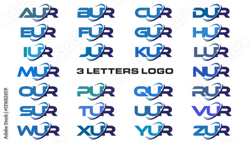 3 letters modern generic swoosh logo AUR, BUR, CUR, DUR, EUR, FUR, GUR, HUR, IUR, JUR, KUR, LUR, MUR, NUR, OUR, PUR, QUR, RUR, SUR, TUR, UUR, VUR, WUR, XUR, YUR, ZUR