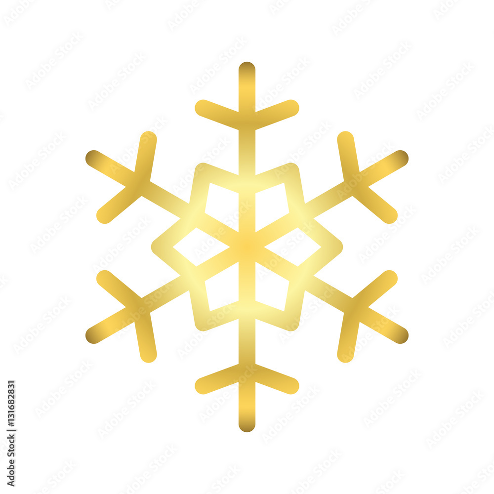 Gold Christmas snowflake icon. Golden silhouette snow flake sign isolated on white background. Elegant design for card, greeting, decoration. Shine texture. Symbol of winter Vector illustration Gold Christmas snowflake icon. Golden silhouette snow flake sign isolated on white background. Elegant design for card, greeting, decoration. Shine texture. Symbol of winter Vector illustration