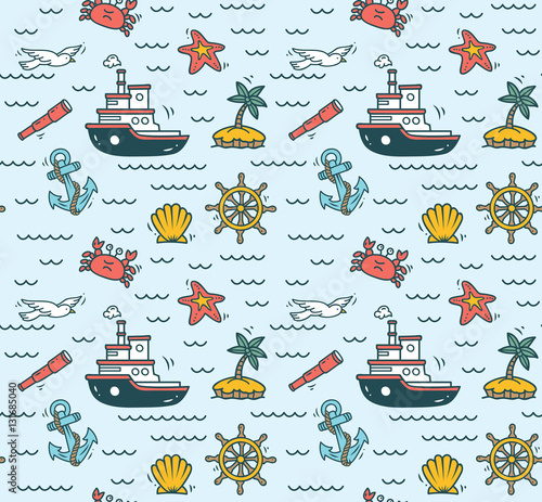 cute nautical themed seamless background