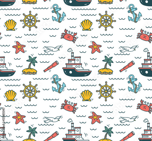 cute nautical themed seamless background