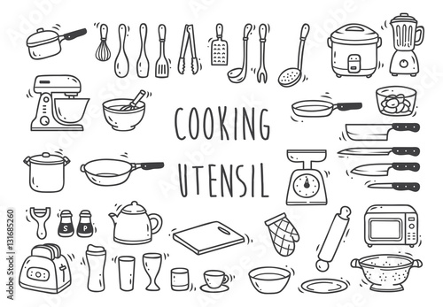 Set of kitchen utensil doodle