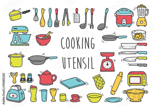 Set of kitchen utensil doodle