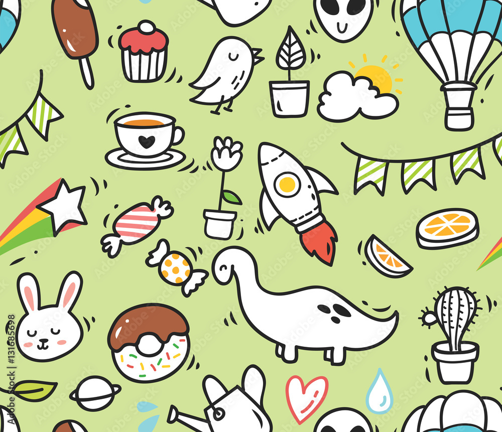 various object doodle background various object doodle background