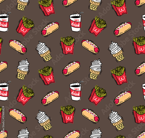 Fast food seamless background