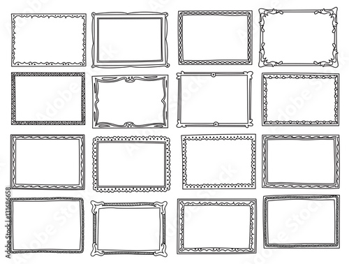 Set of frame doodle isolated on white background
