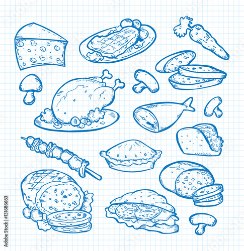 set of food doodle
