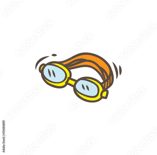 swimming goggles icon in doodle style