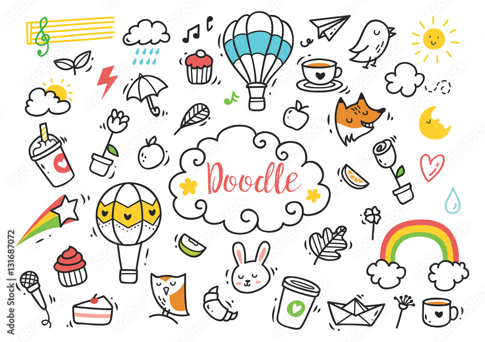 Set of cute hand drawn doodle Set of cute hand drawn doodle