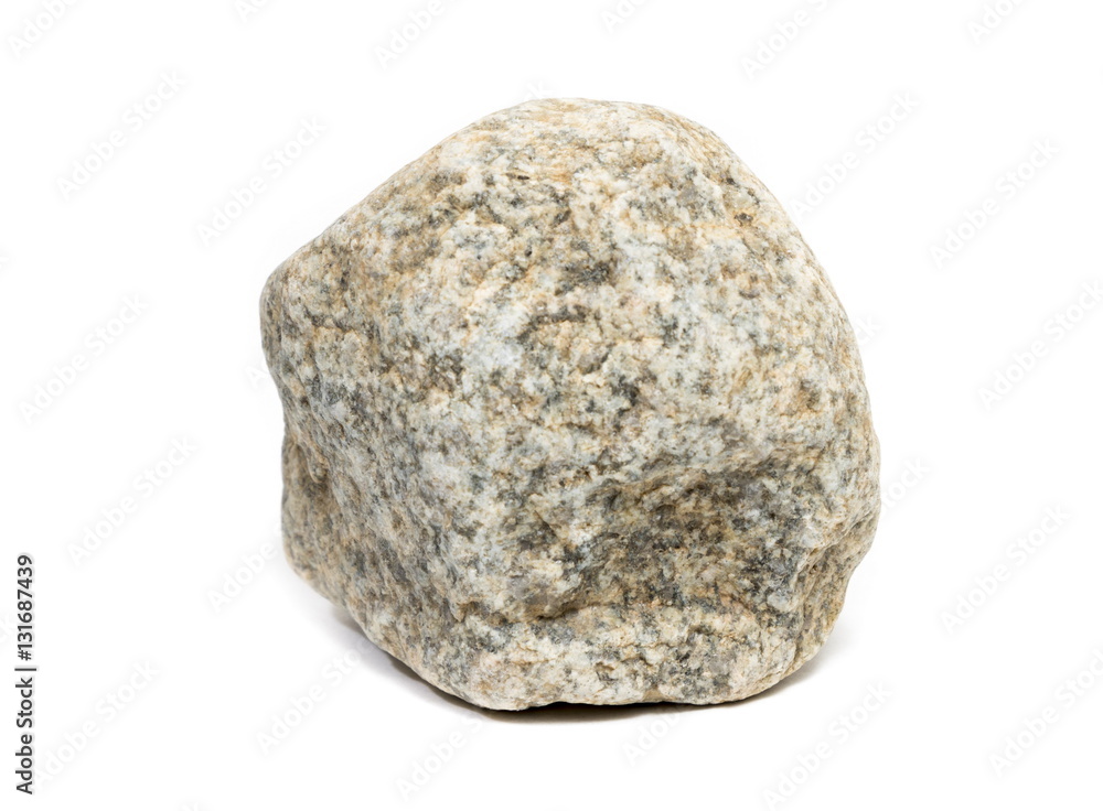 Single natural stone on white background Single natural stone on white background