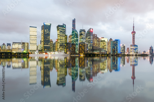 Shanghai skyline and modern cityscape at night China