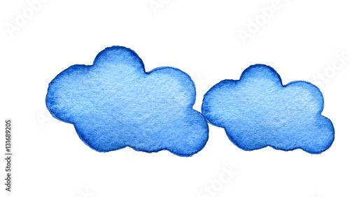 Hand painted watercolor cloud isolated on transparent background.