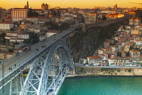 The Eiffel bridge in Porto at sunset