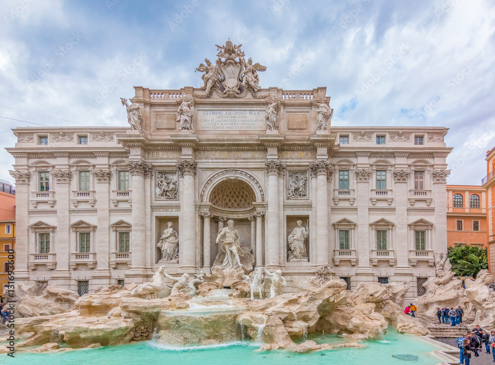 Famous Trevi Fountain in Rome Italy