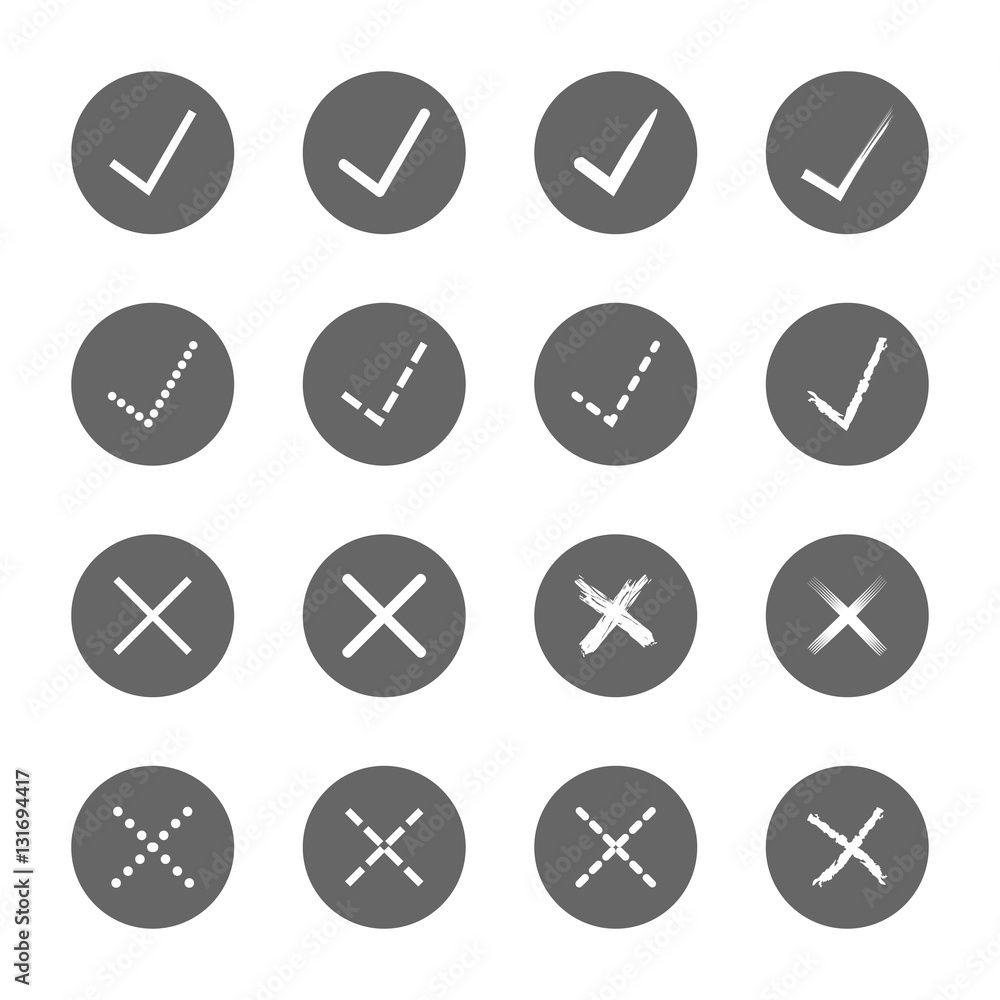 check mark right and wrong icons set,vector Illustration EPS10 check mark right and wrong icons set,vector Illustration EPS10