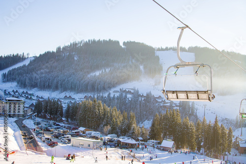 Chairlift in Bukovel ski resort