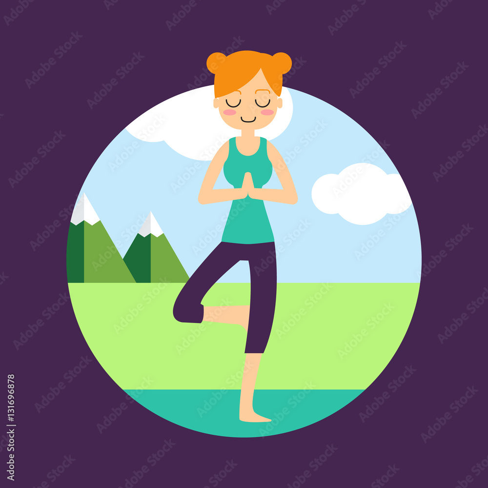Vector illustration. Woman practicing yoga. Vector illustration. Woman practicing yoga.
