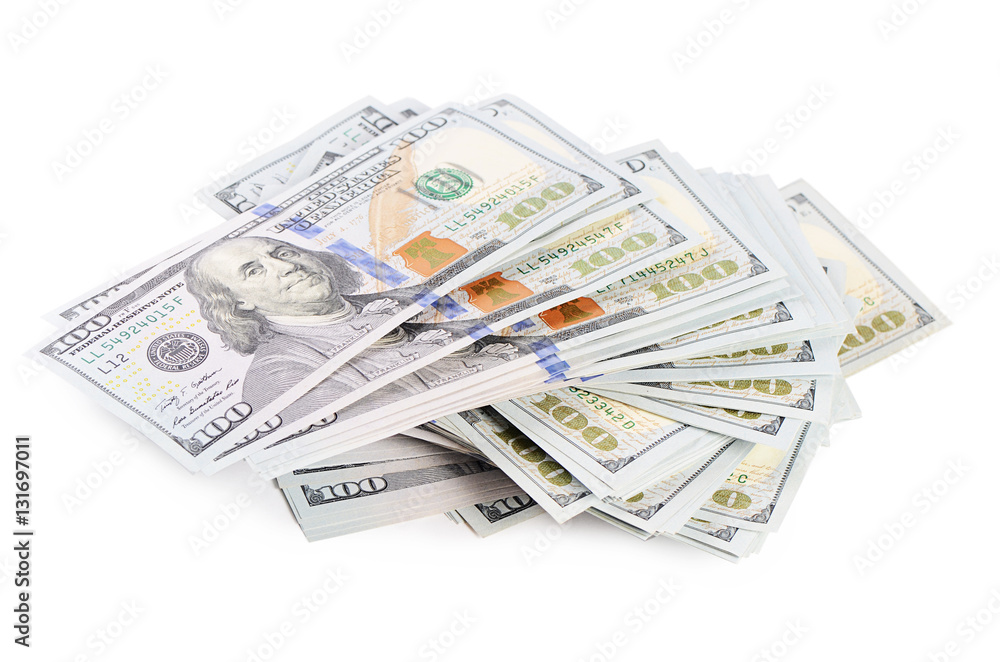 Hundred dollars isolated on white background Hundred dollars isolated on white background