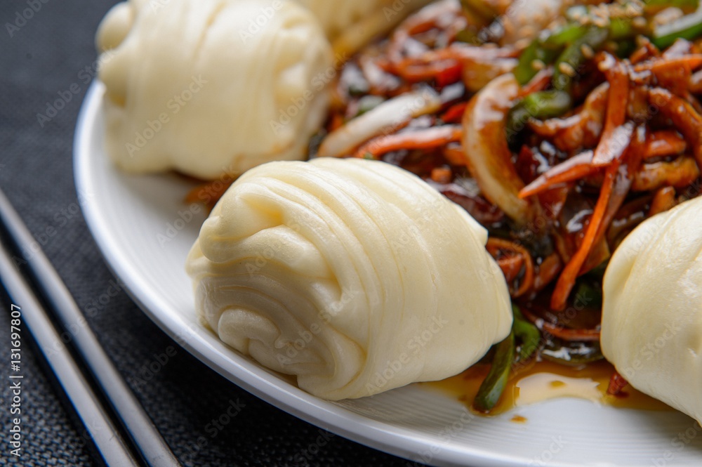 gochu japchae, Stirfried chinese Chili Peppers and Pork Stock Photo