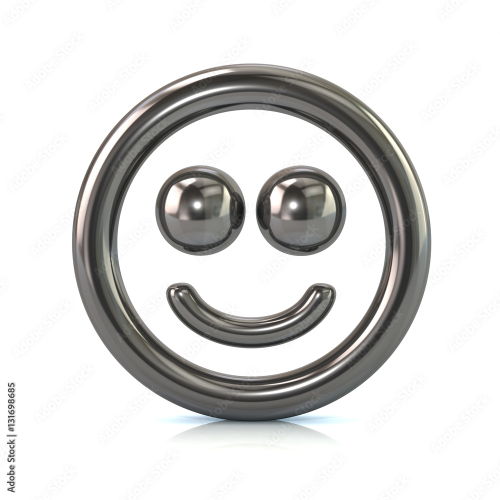 Silver smile face icon 3d illustration isolated on white background Silver smile face icon 3d illustration isolated on white background