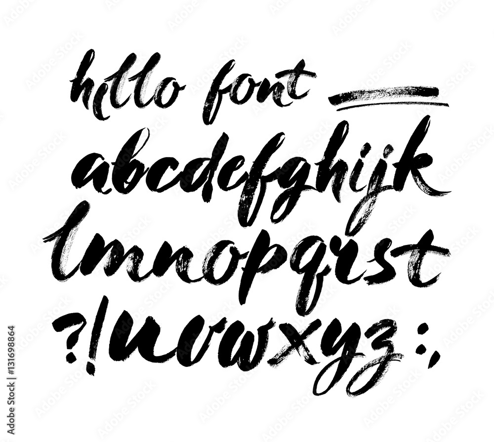 Vector Acrylic Brush Style Hand Drawn Alphabet Font