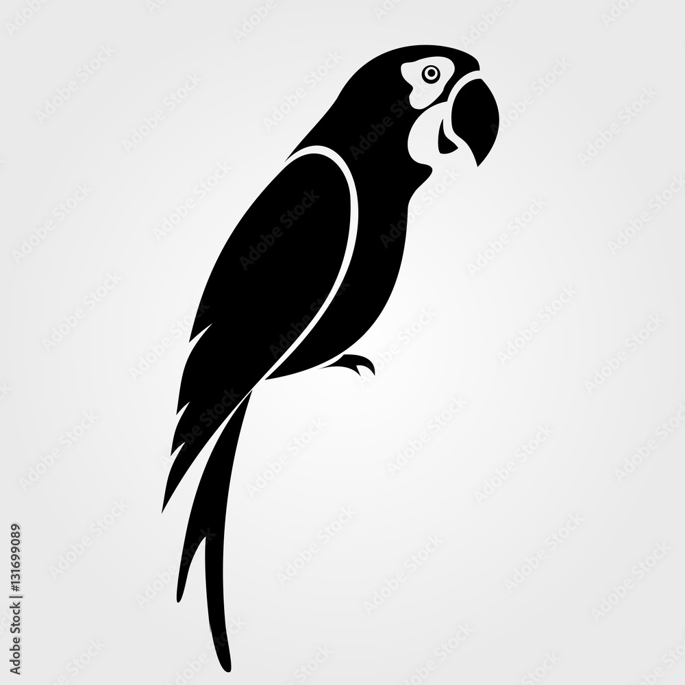 Obraz premium Papuga ikona na białym tle.