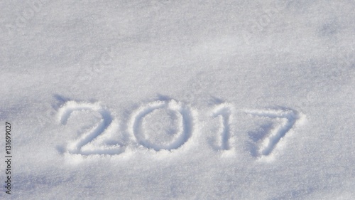 Word "2017" hand drawn in f...