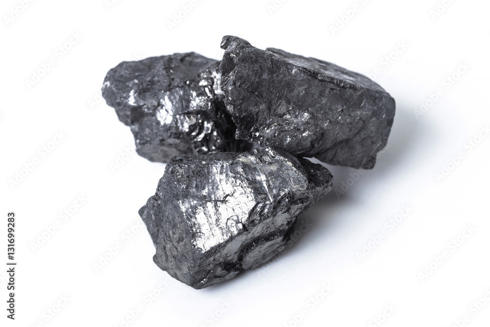 Fototapeta premium Natural wood charcoal Isolated on white