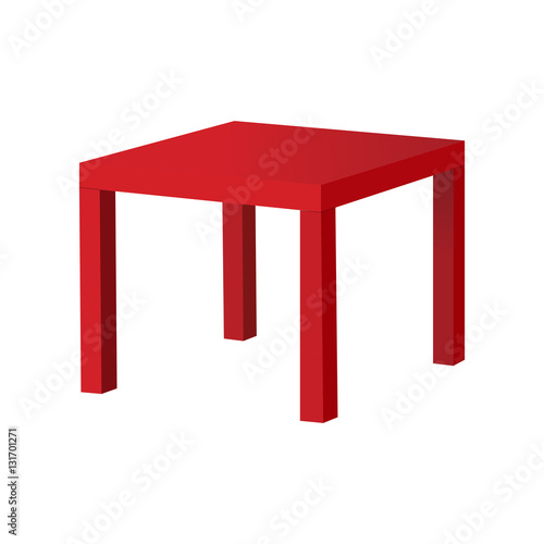 Red table isolated on white background. Vector illustration