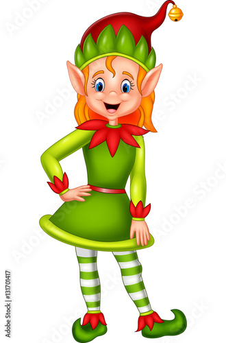 Cute green elf posing

