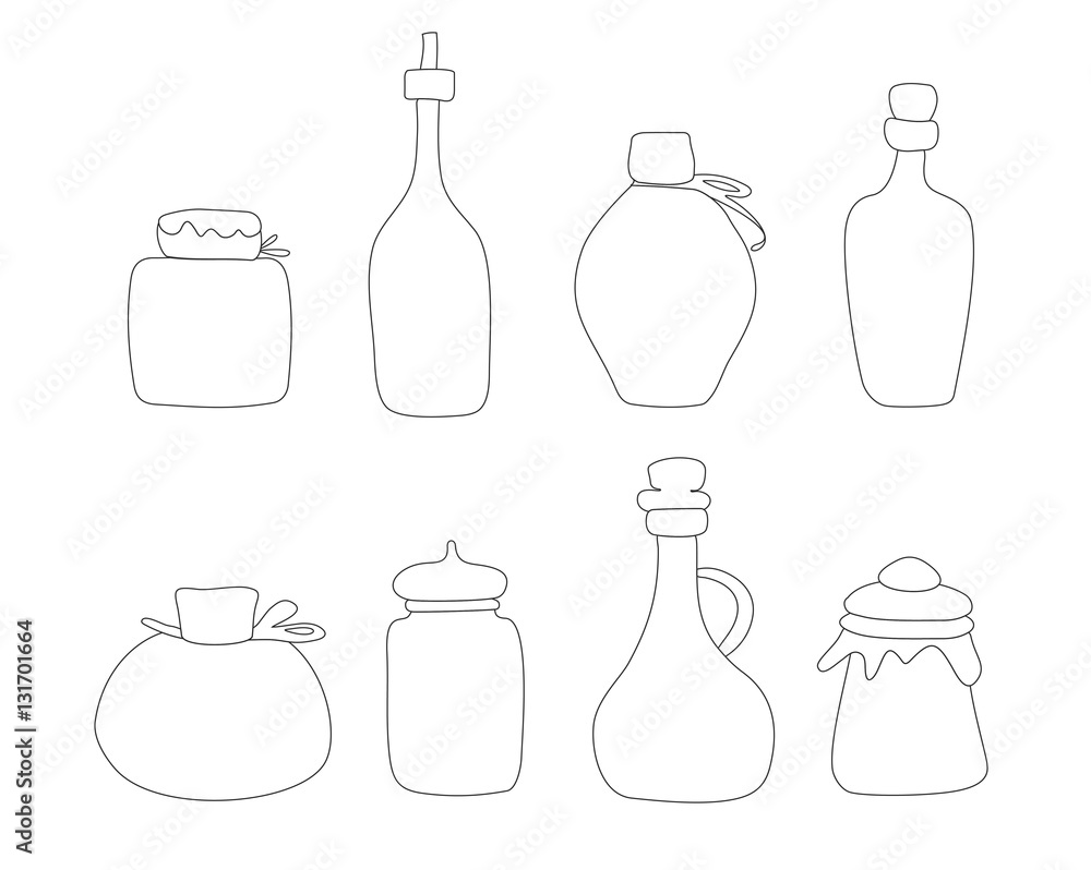 Hand drawn Jar vector set. Sketched jars and bottles isolated on white background Hand drawn Jar vector set. Sketched jars and bottles isolated on white background